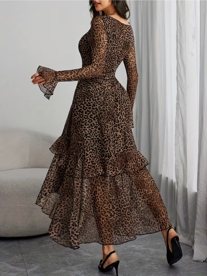 Damska Midi Sukienka Z Długim Rękawem