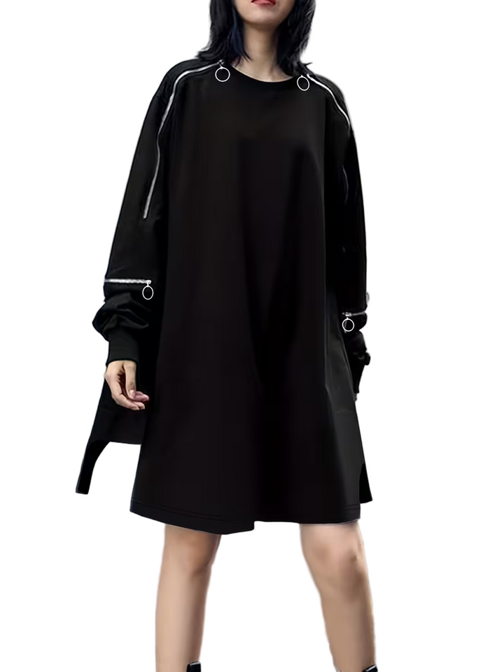 Damska Mini Sukienka Z Długim Rękawem