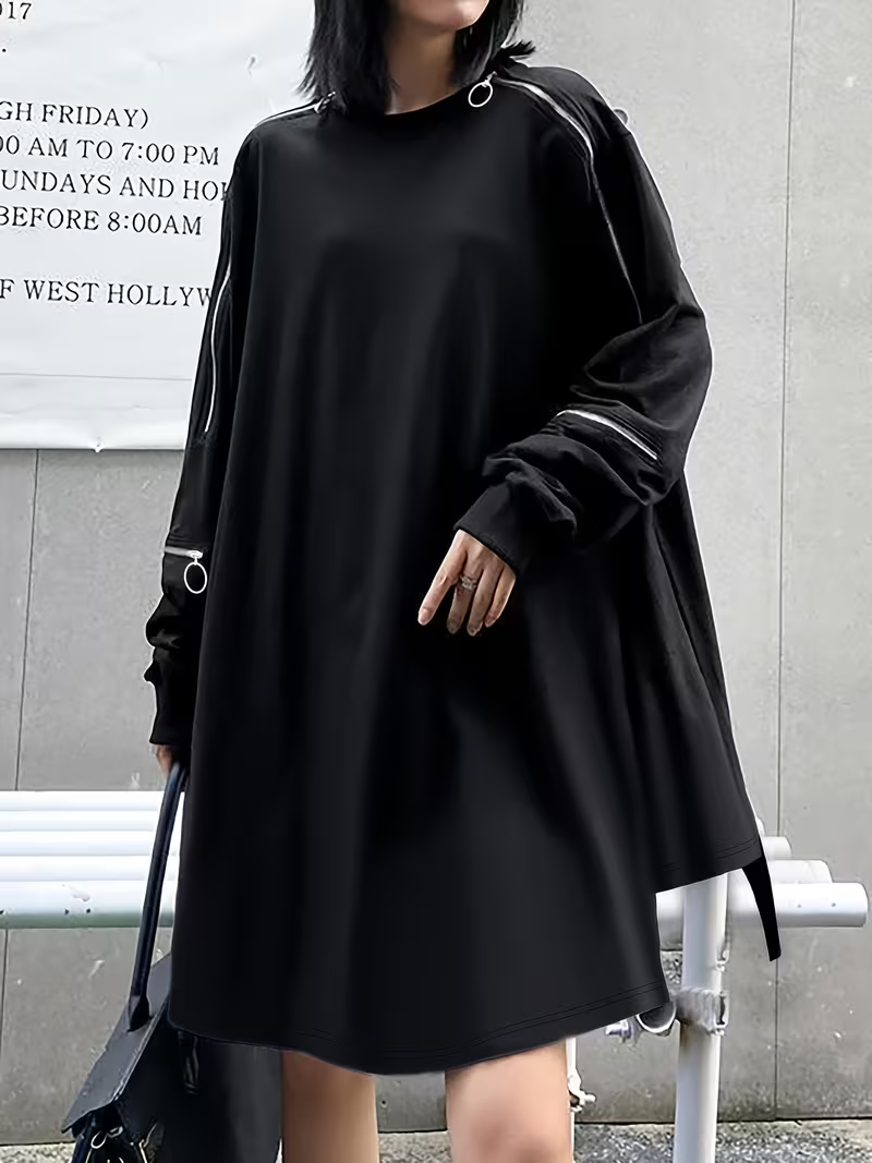 Damska Mini Sukienka Z Długim Rękawem