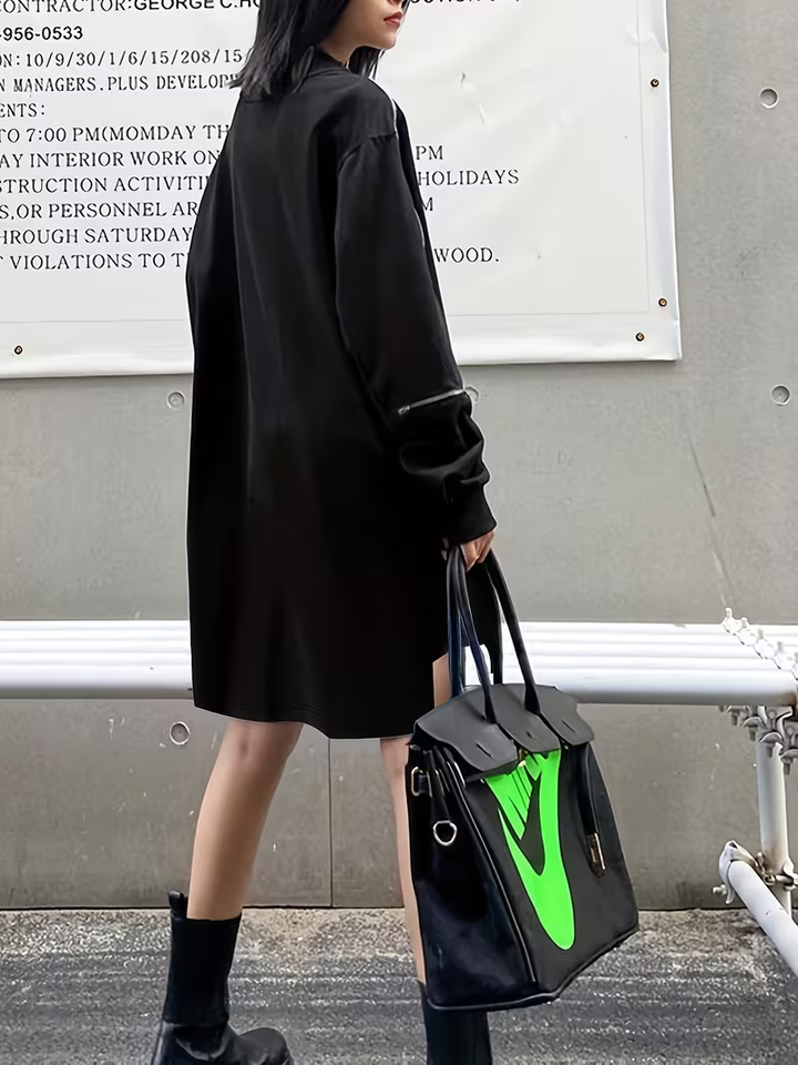 Damska Mini Sukienka Z Długim Rękawem