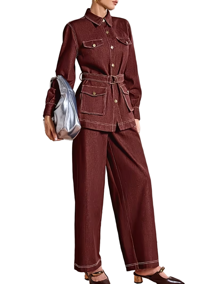 Damski Komplet Top Z Długim Rękawem i Spodnie