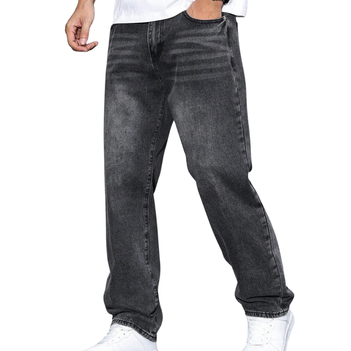 Męskie Jeansy z Prostą Nogawką i Pięcioma Kieszeniami