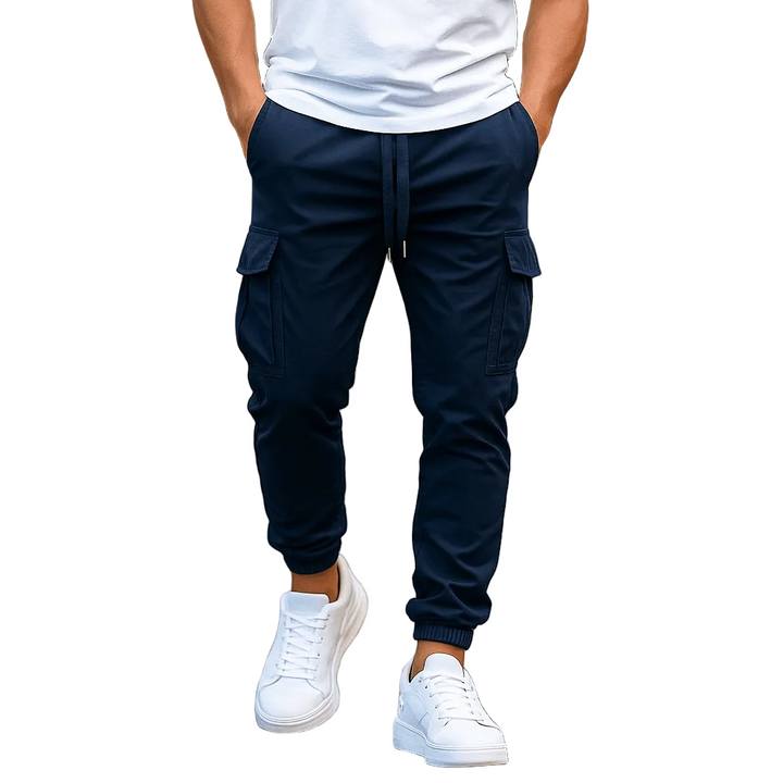 Męskie Spodnie Cargo Jogger z Wiązaniem w Pasie