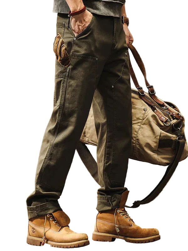 Męskie Spodnie Użytkowe z Prostą Nogawką i Kieszeniami