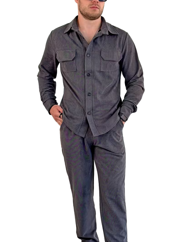 Męski Komplet z Topem z Długim Rękawem i Spodniami