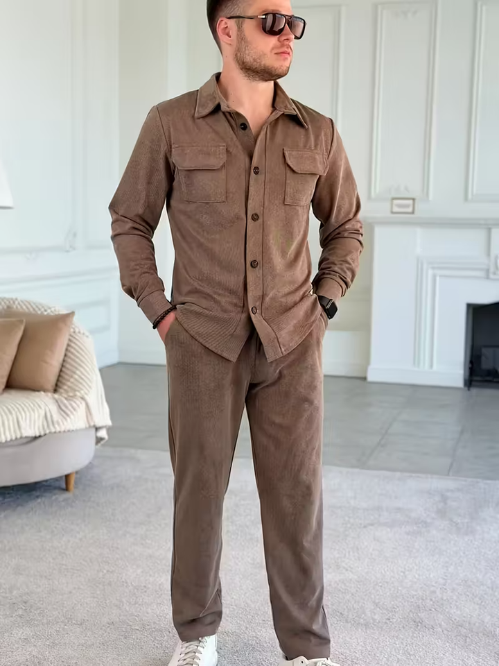 Męski Komplet z Topem z Długim Rękawem i Spodniami