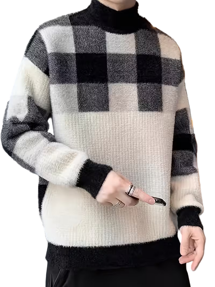 Męski Sweter z Wysokim Dekoltem