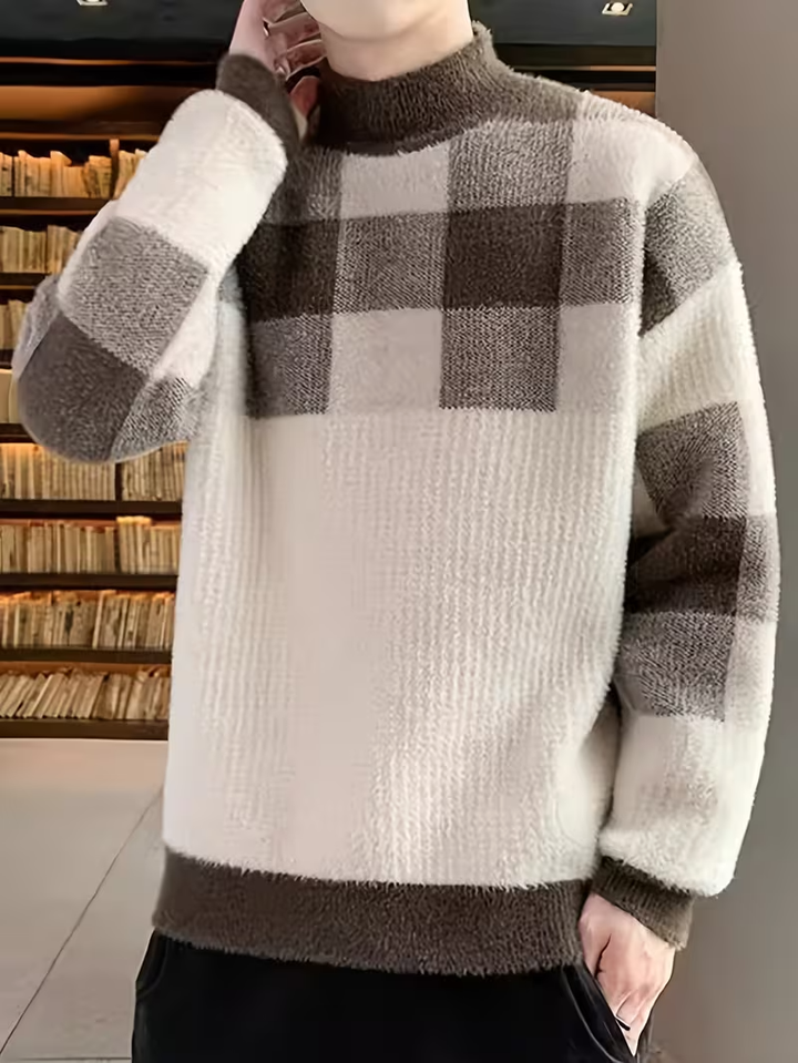 Męski Sweter z Wysokim Dekoltem