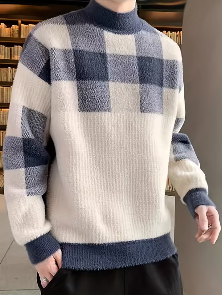 Męski Sweter z Wysokim Dekoltem