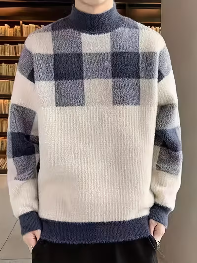 Męski Sweter z Wysokim Dekoltem